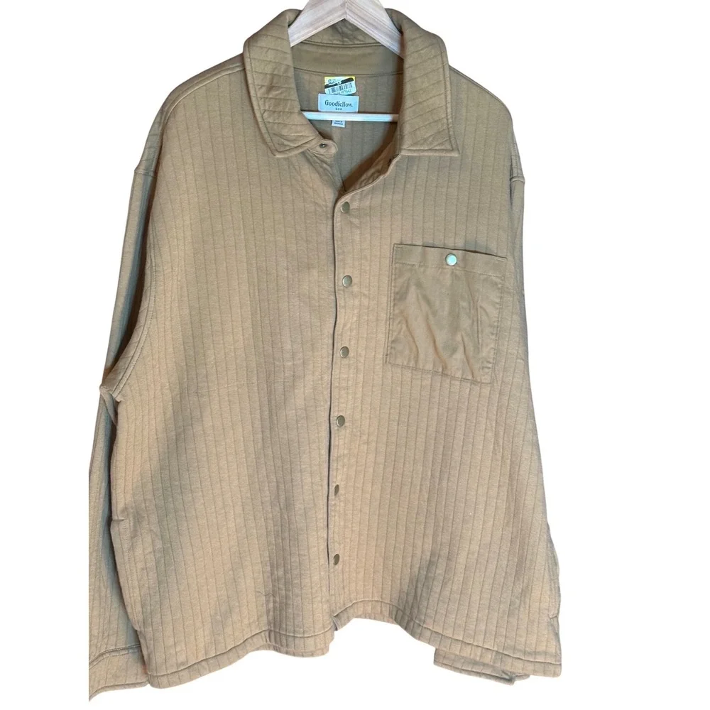Goodfellow & Co Mens Quilted Corduroy Shirt Jacket Camel Beige XXL - Picture 2 of 5